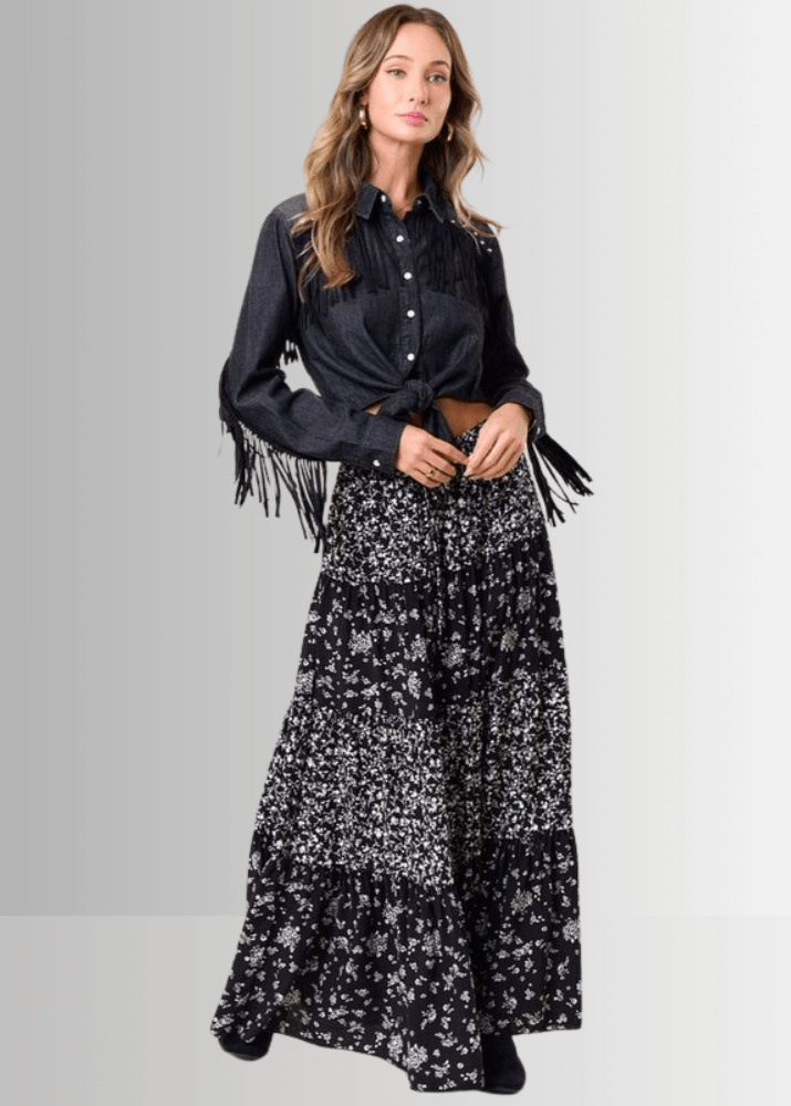 Claire Floral Tiered Maxi Skirt