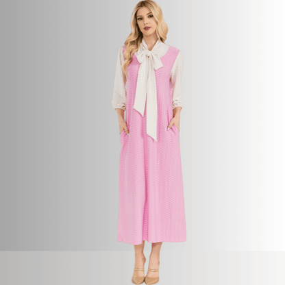 Honeycomb Jersey Classic Bowtie Midi Dress