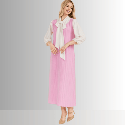 Honeycomb Jersey Classic Bowtie Midi Dress