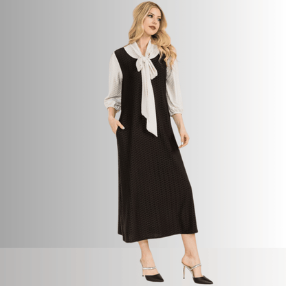 Honeycomb Jersey Classic Bowtie Midi Dress