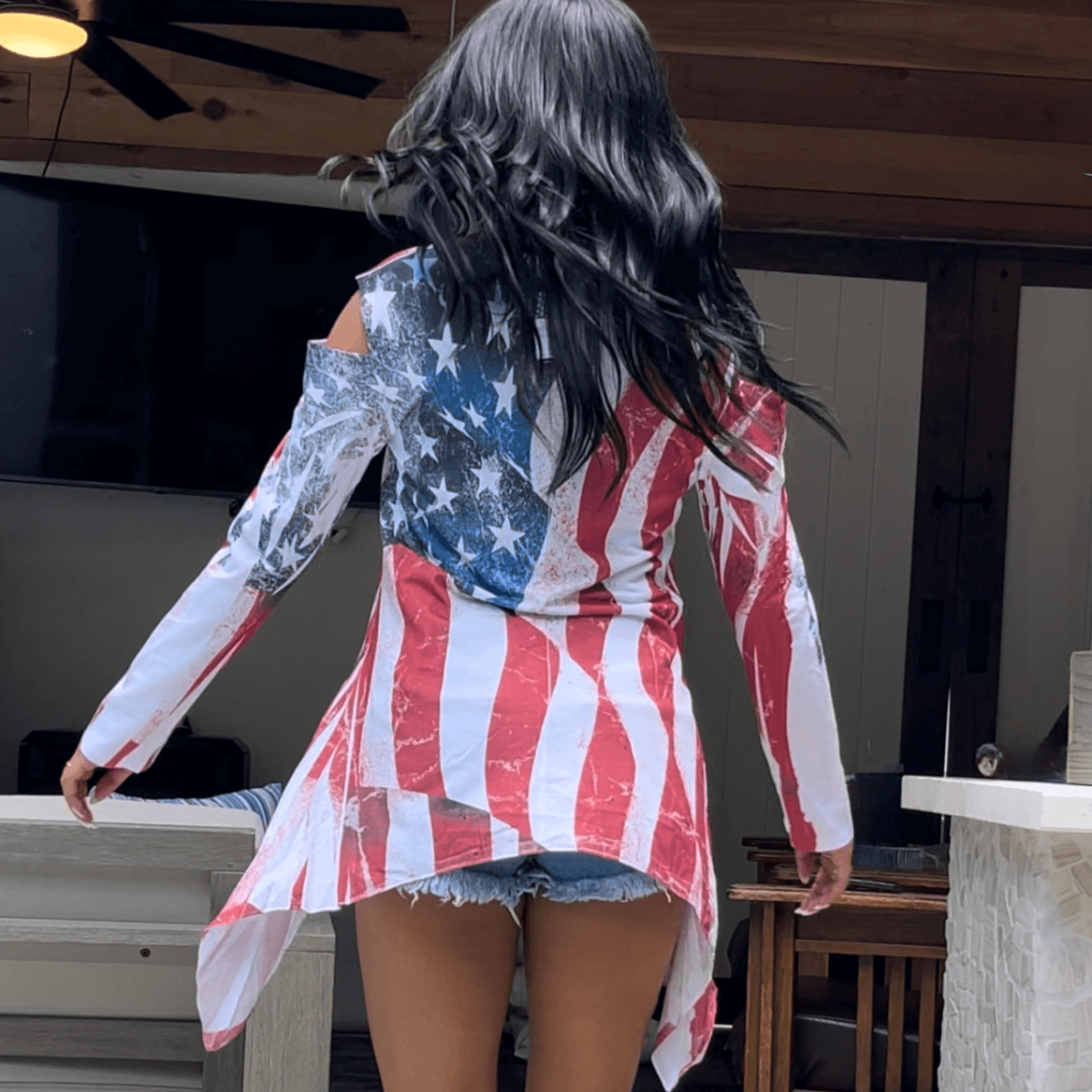 Patriotic Cold Shoulder Tunic Made in USA
