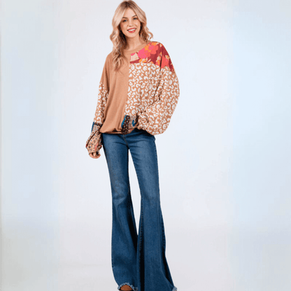 Mixed Media Color Block Top Made in USA