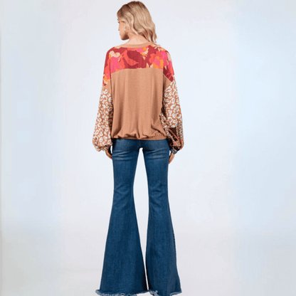 Mixed Media Color Block Top Made in USA