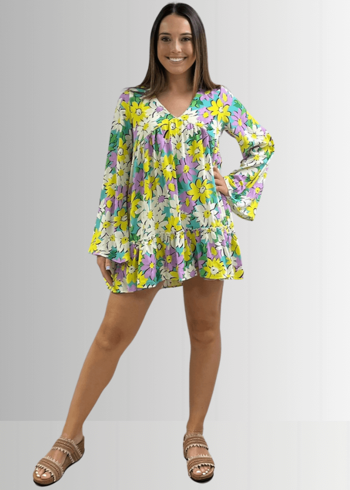 Skyler Retro Floral Print Mini Dress