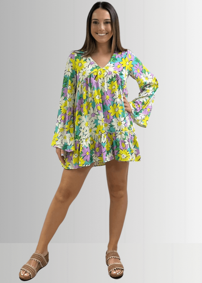Skyler Retro Floral Print Mini Dress