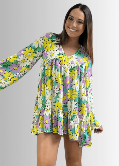 Skyler Retro Floral Print Mini Dress