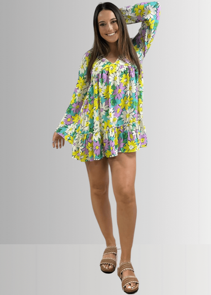 Skyler Retro Floral Print Mini Dress