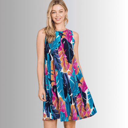 Marianna Summer Vibes Feather Print Dress