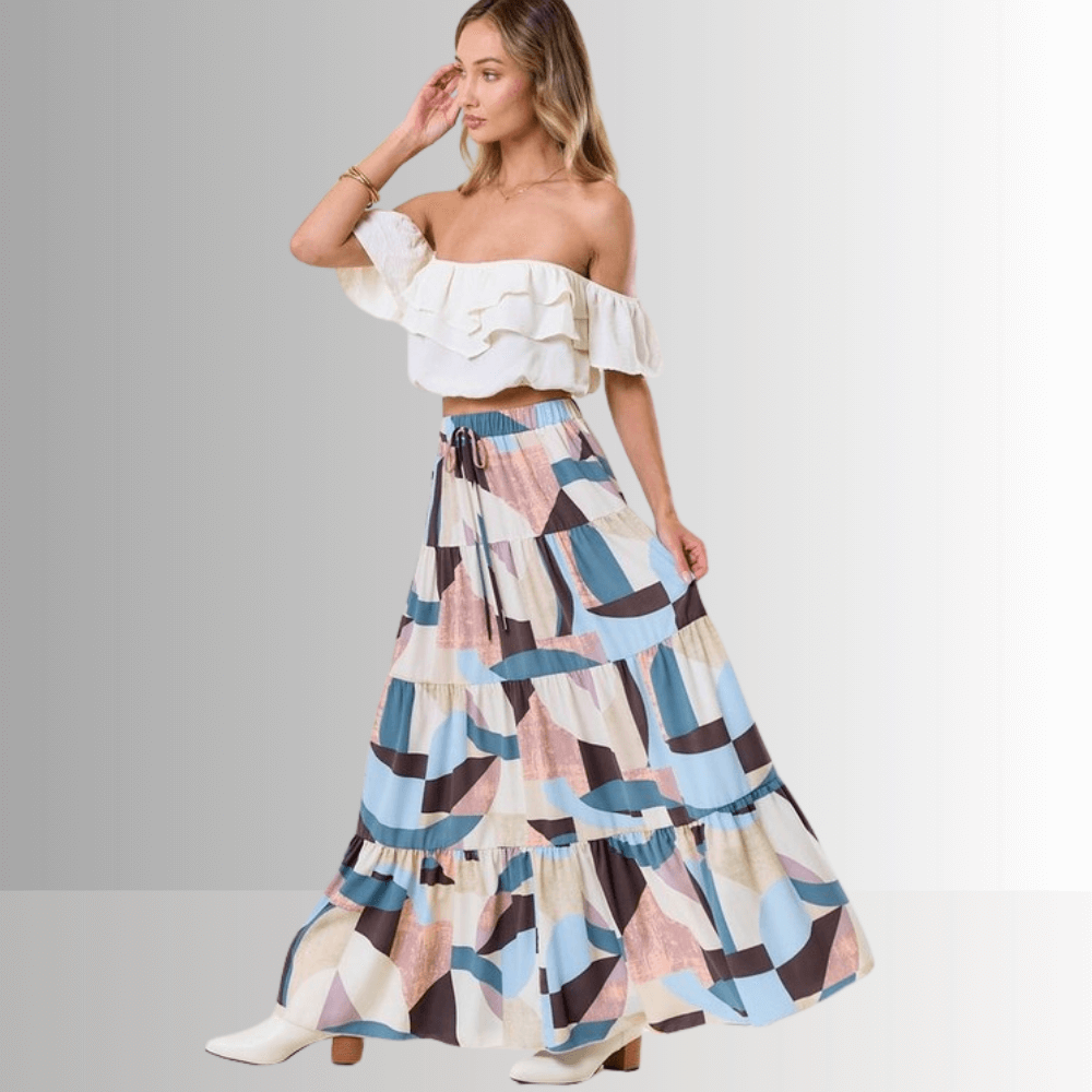Malani Abstract Print Maxi Skirt