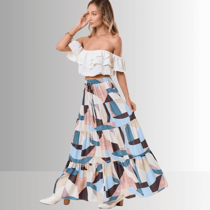 Malani Abstract Print Maxi Skirt