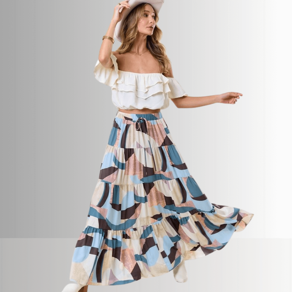 Malani Abstract Print Maxi Skirt