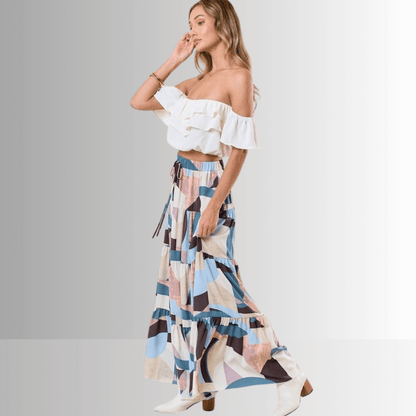 Malani Abstract Print Maxi Skirt