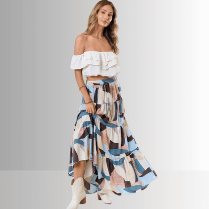 Malani Abstract Print Maxi Skirt