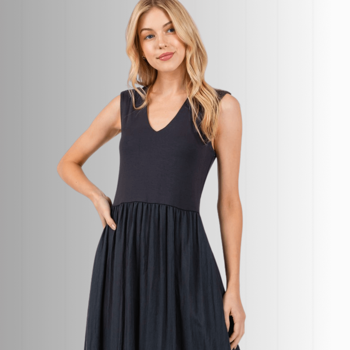 Nora Sleeveless Contrast Midi Dress