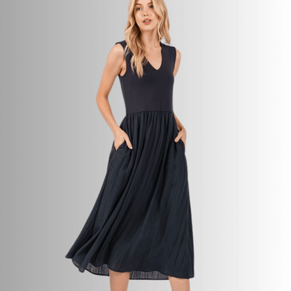 Nora Sleeveless Contrast Midi Dress