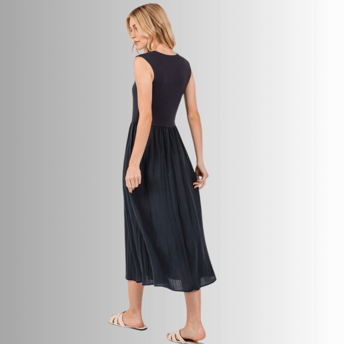 Nora Sleeveless Contrast Midi Dress