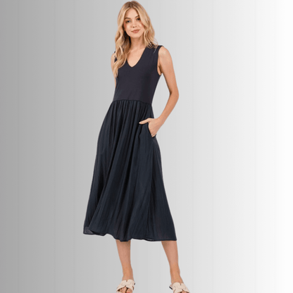 Nora Sleeveless Contrast Midi Dress