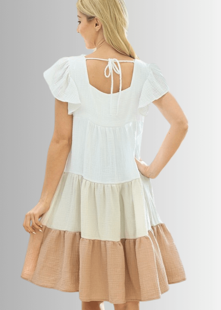 Lydia Cotton Gauze Color Block Dress