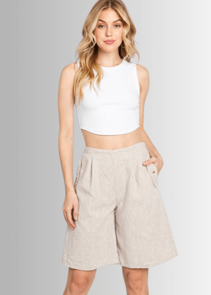 Linen and Cotton Bermuda Shorts