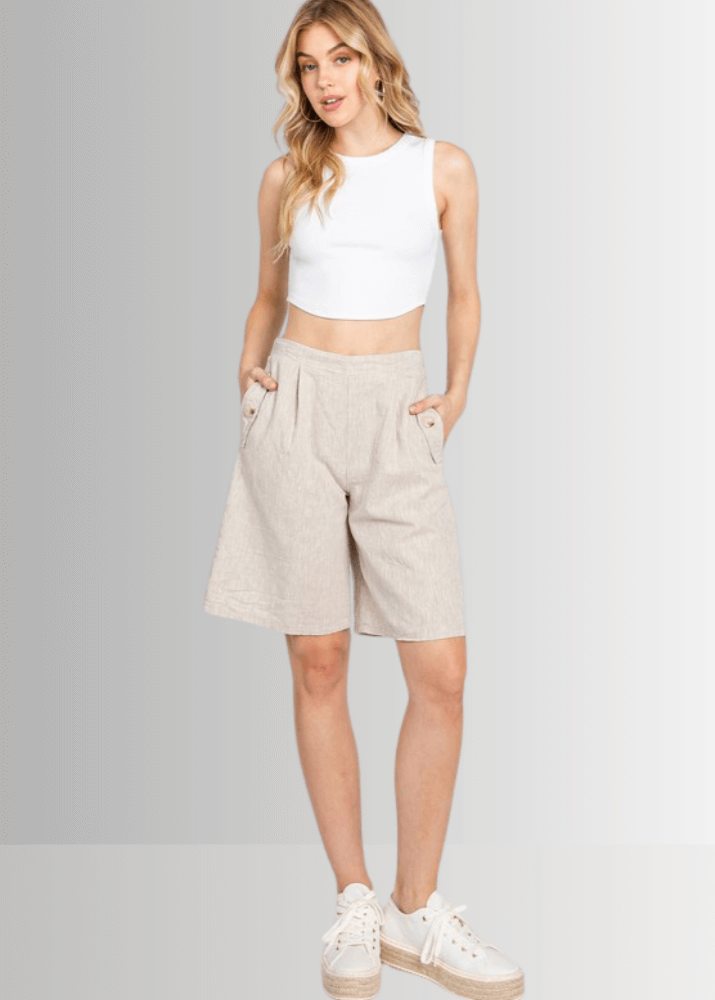 Linen and Cotton Bermuda Shorts