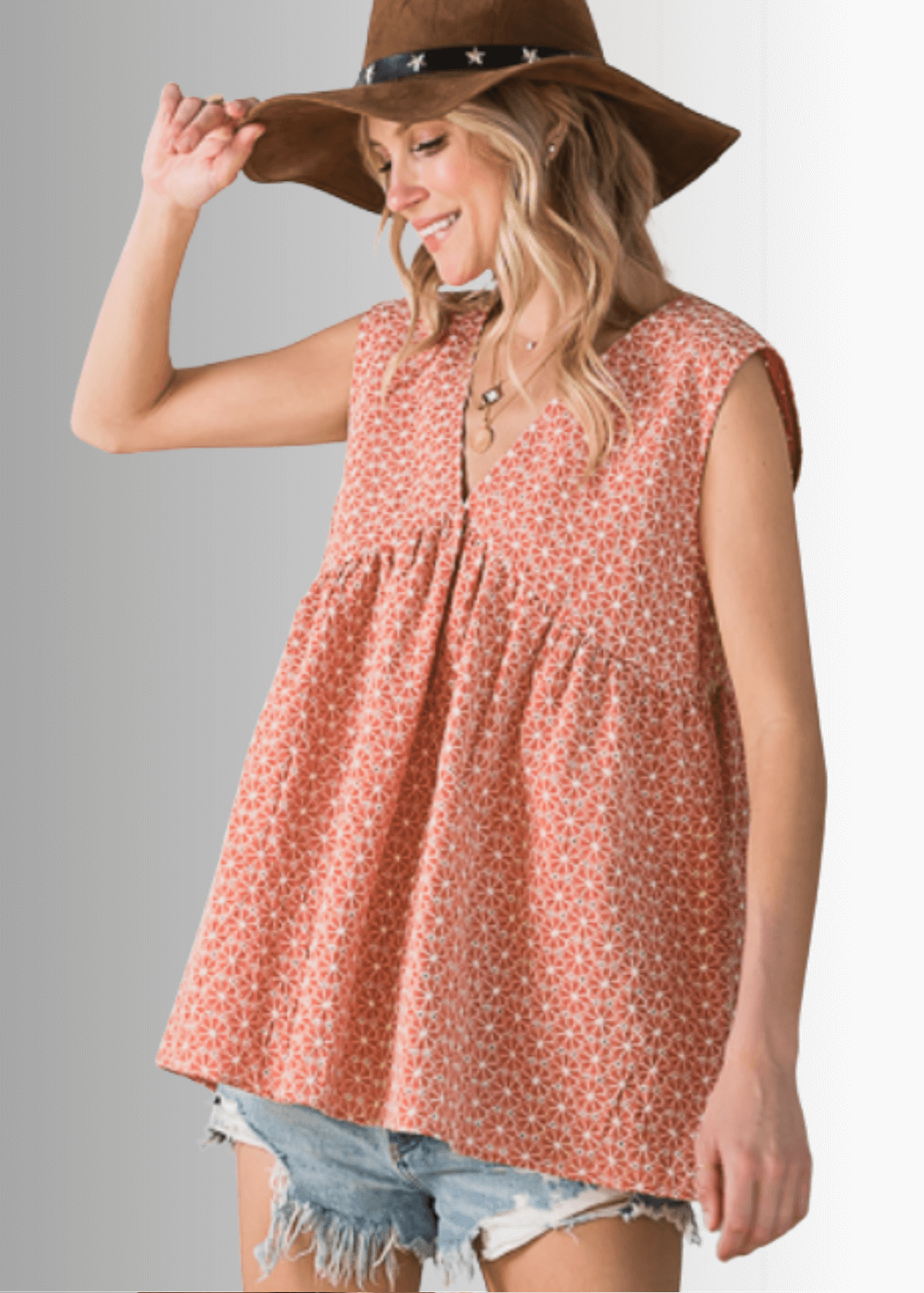 Dahlia Floral Cotton Eyelet Peplum Top