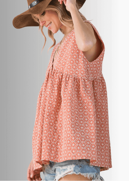 Dahlia Floral Cotton Eyelet Peplum Top