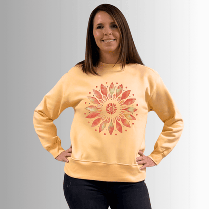 Apricot Floral Fleece Sweatshirt Made in USA