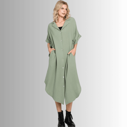 Phoebe Versatile Cotton Gauze Shirt Dress