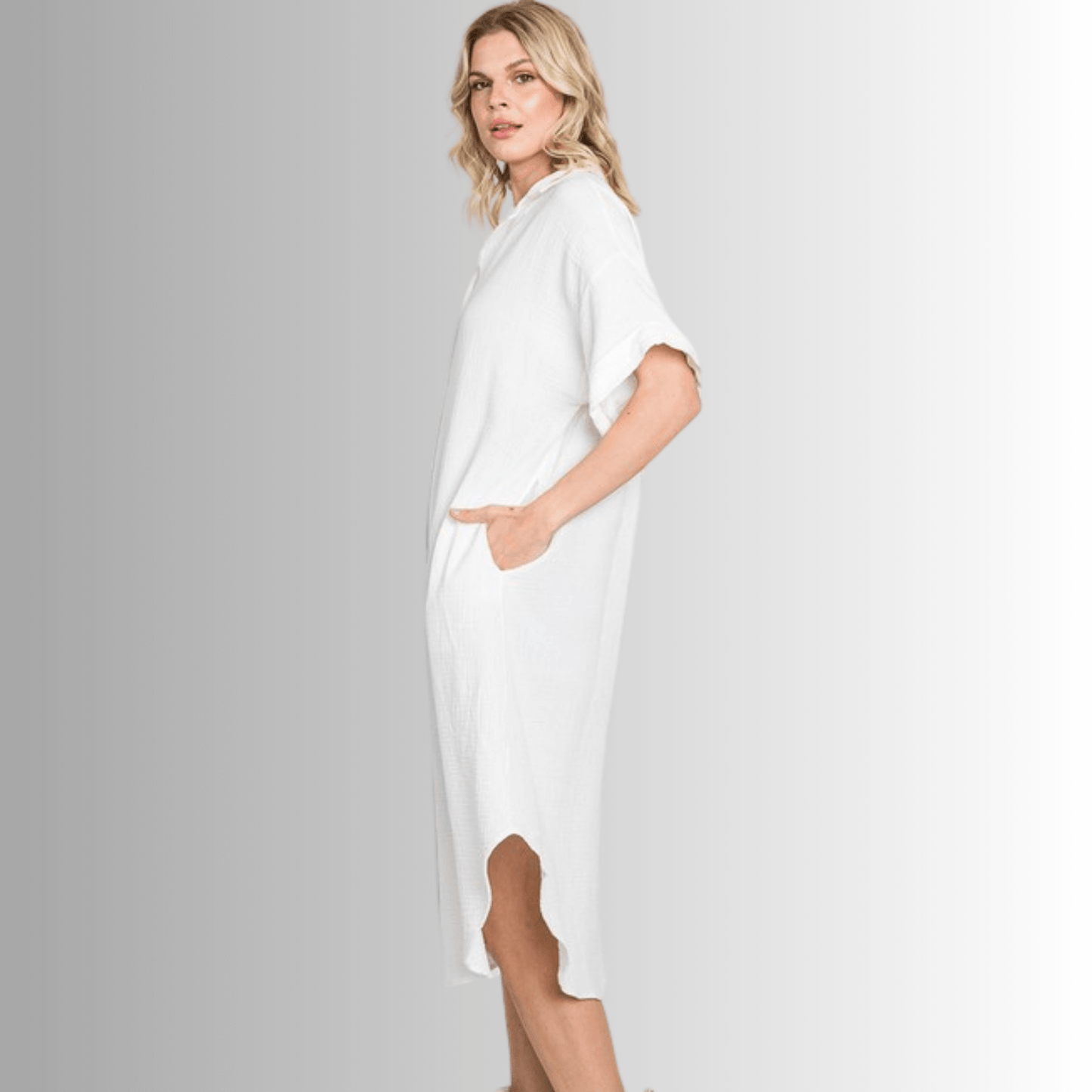 Phoebe Versatile Cotton Gauze Shirt Dress