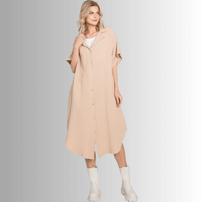 Phoebe Versatile Cotton Gauze Shirt Dress