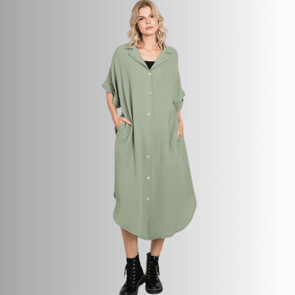 Phoebe Versatile Cotton Gauze Shirt Dress