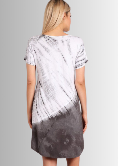 Casually Cool Tie Dye Dress in Grey