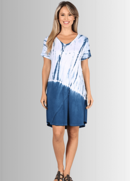 Casually Cool Tie Dye Dress in Blue