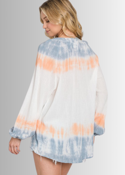 Premium Gauze Color Block Tie Dye Top Made in USA