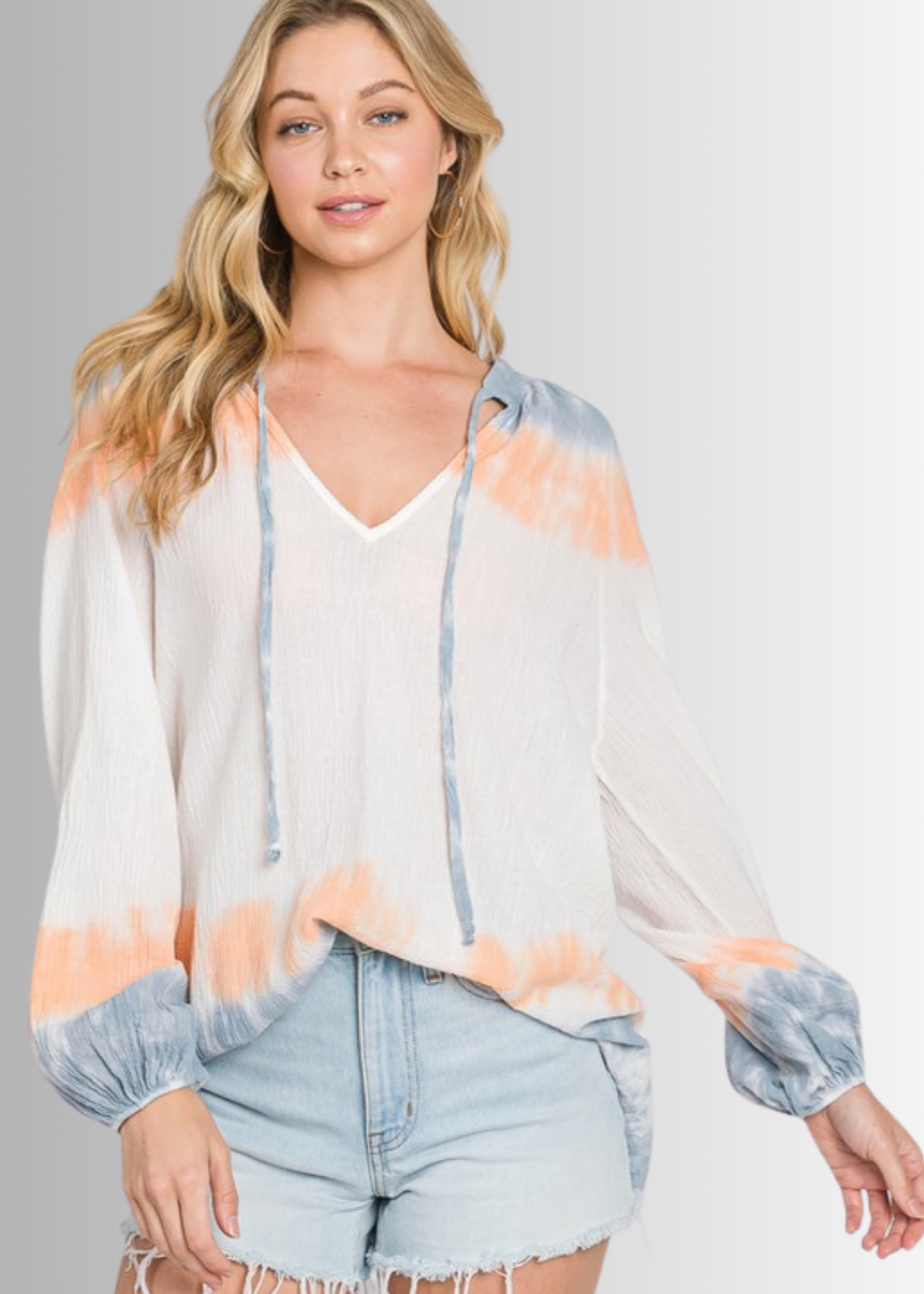 Premium Gauze Color Block Tie Dye Top Made in USA