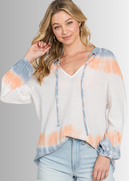 Premium Gauze Color Block Tie Dye Top Made in USA
