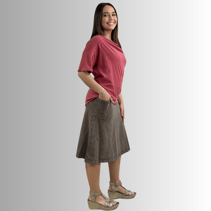 Julianne Cotton Cowl Neck Slub Tee