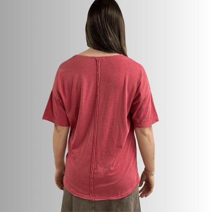 Julianne Cotton Cowl Neck Slub Tee