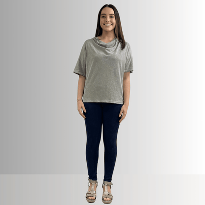Julianne Cotton Cowl Neck Slub Tee