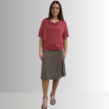 Julianne Cotton Cowl Neck Slub Tee