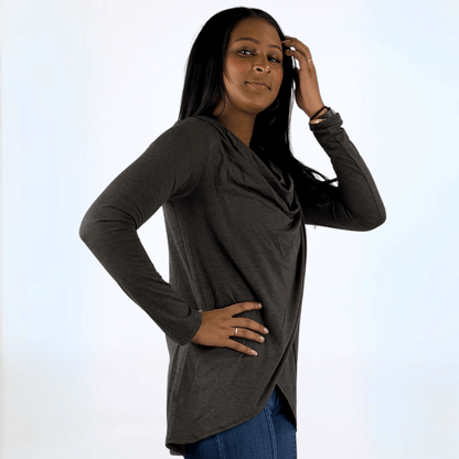 Cross Over Draped Cowl Neck Top Made in USA