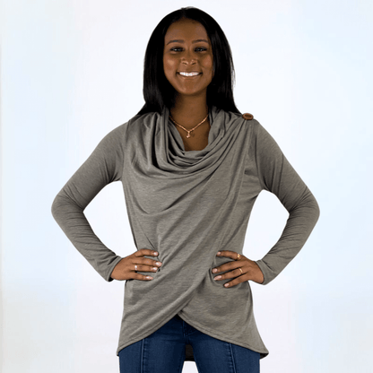 Cross Over Draped Cowl Neck Top Made in USA
