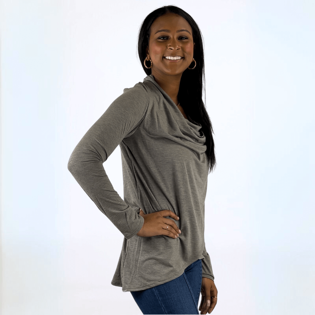 Cross Over Draped Cowl Neck Top Made in USA