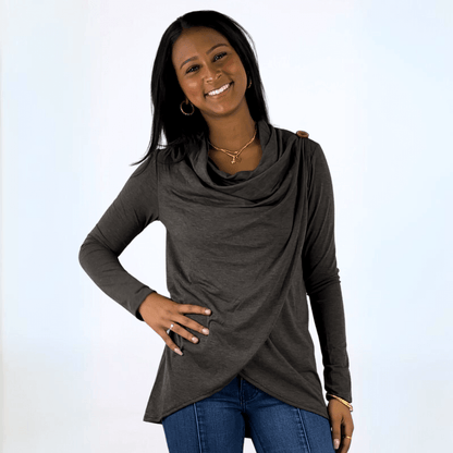 Cross Over Draped Cowl Neck Top Made in USA