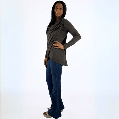 Cross Over Draped Cowl Neck Top Made in USA