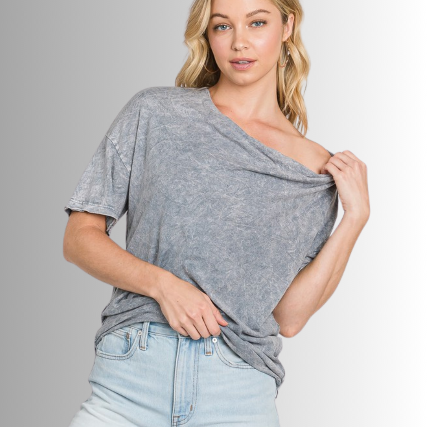 Julianne Cotton Cowl Neck Slub Tee