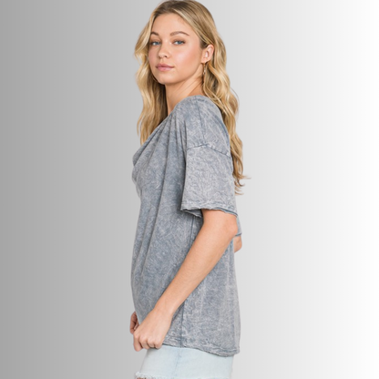 Julianne Cotton Cowl Neck Slub Tee