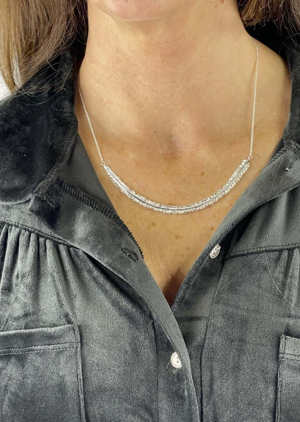 Flock Together Sterling Silver Feather Necklace Made in USA