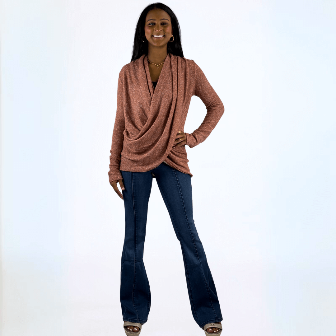 Brick Red Marbled Wrapped Sweater Made in USA