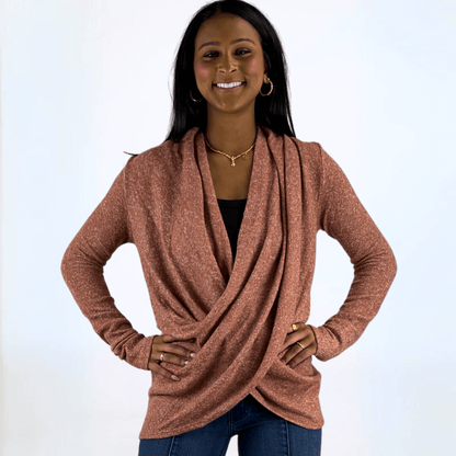 Brick Red Marbled Wrapped Sweater Made in USA